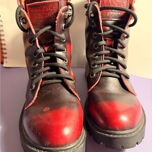 TAZILE Red and Black Combat Boots